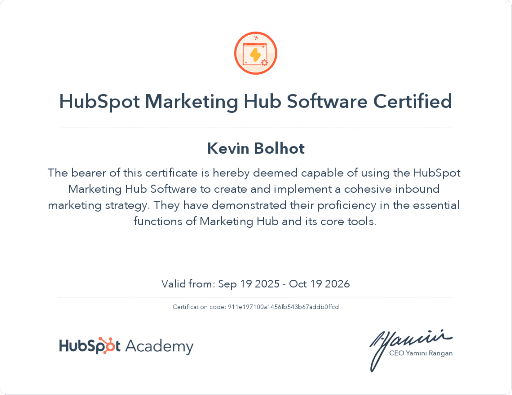 HubSpot Marketing Hub Certificate